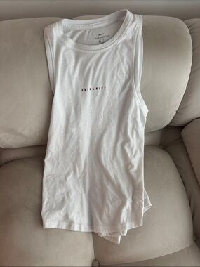 Nike White Sleeveless Tank with Small Center Logo